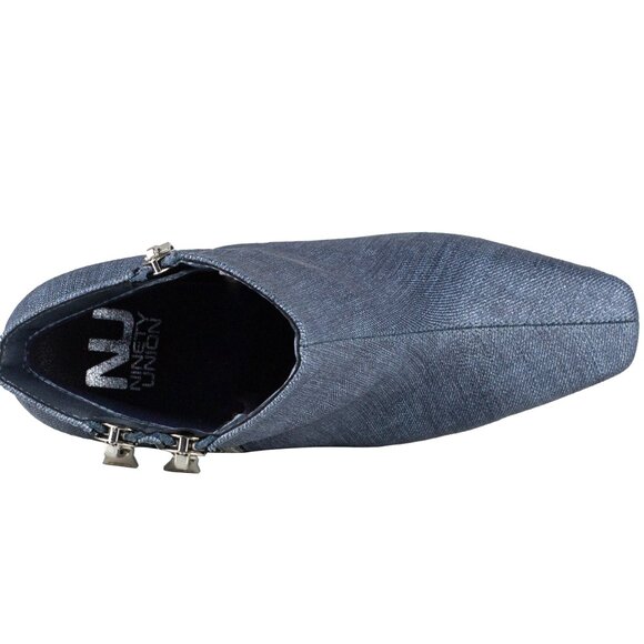 Stylish Modern Womens Blue Denim Metal High Heel Double Zipper Ankle Boots - Picture 8 of 9